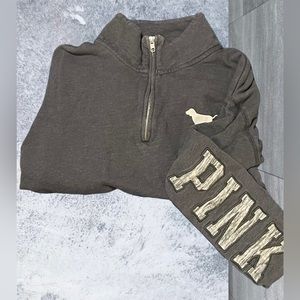 Zip up PINK sweater grey